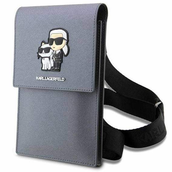 Bag Karl Lagerfeld Saffiano Karl & Choupette Head (KLWBSAKCPMG) silver