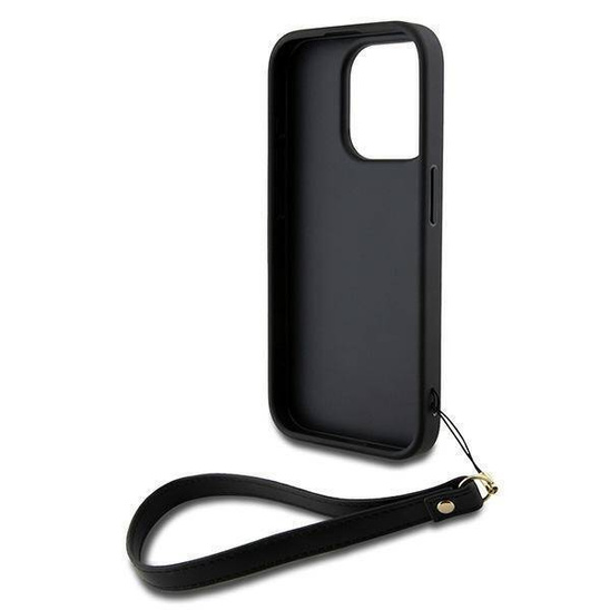 Original Case APPLE IPHONE 15 PRO DKNY Hardcase Wrist Strap Stock Logo (DKHCP15LPBSWSK) black