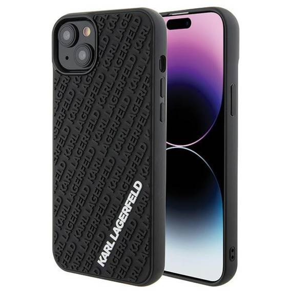 Original Case APPLE IPHONE 15 PLUS Karl Lagerfeld Hardcase 3D Rubber Multi Logo (KLHCP15M3DMKRLK) black