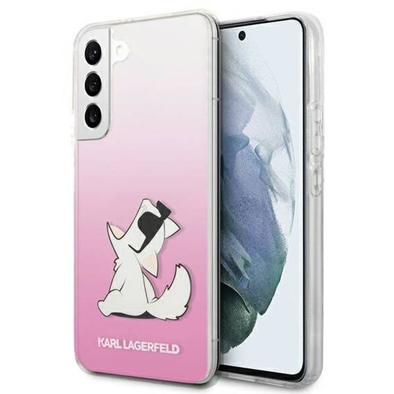 Original Case SAMSUNG GALAXY S22+ PLUS Karl Lagerfeld Hardcase Choupette Eat (KLHCS22MCFNRCPI) pink