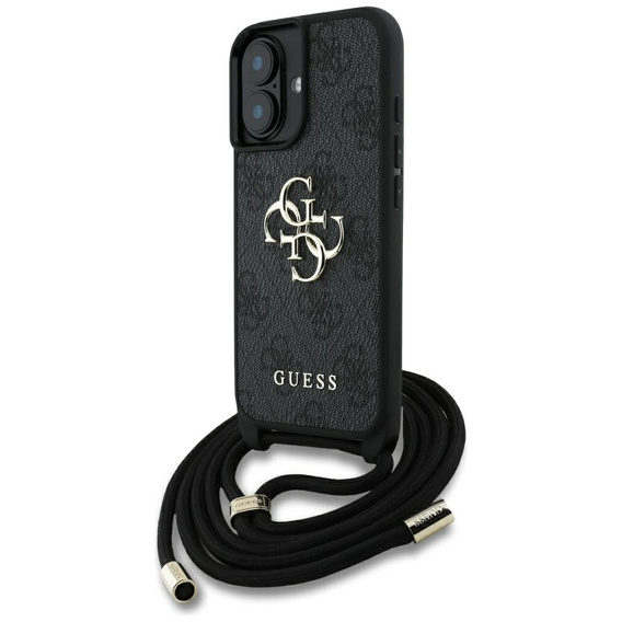 Oryginalne Etui IPHONE 16 PLUS Guess 4G Big Logo Cord Stap Crossbody czarne