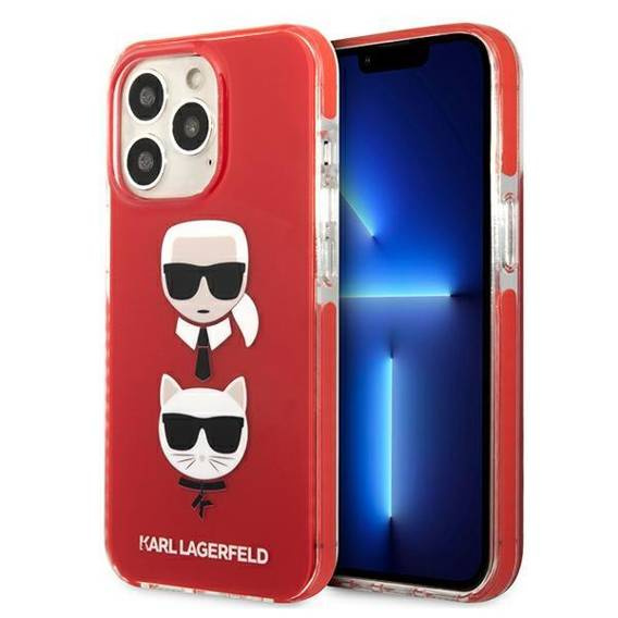 Original Case IPHONE 13 PRO Karl Lagerfeld Hardcase Karl&Choupette Head (KLHCP13LTPE2TR) red