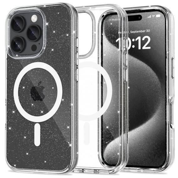 Case IPHONE 16 PRO MAX Tech-Protect FlexAir Hybrid MagSafe Glitter transparent