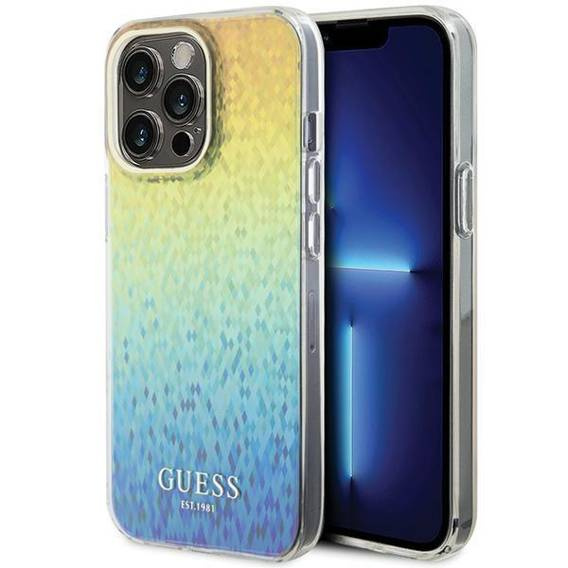 Oryginalne Etui APPLE IPHONE 15 PRO MAX Guess Hardcase IML Faceted Mirror Disco Iridescent (GUHCP15XHDECMI) wielokolorowe