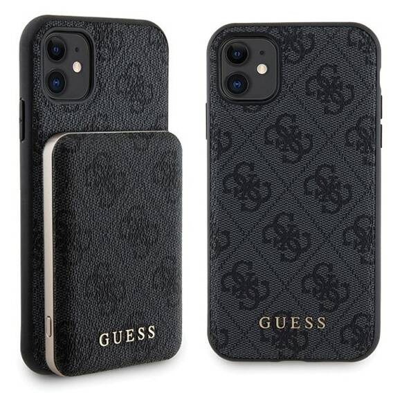 Original Case IPHONE 11 Guess Hardcase + Powerbank MagSafe 4G Metal Logo 5000mAh (GUBPM5N614GEMGK) black