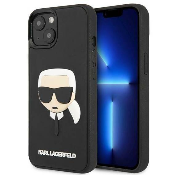 Original Case IPHONE 14 PLUS Karl Lagerfeld Hardcase 3D Rubber Karl`s Head black