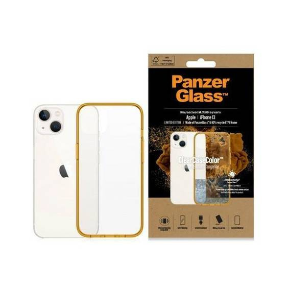 Case IPHONE 13 PanzerGlass ClearCase Antibacterial Military (0333) Grade Tangerine