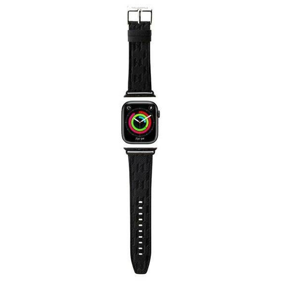 Strap for APPLE WATCH 4 / 5 / 6 / 7 / 8 / SE / ULTRA (42 / 44 / 45 / 49 MM) Karl Lagerfeld Strap Saffiano Monogram (KLAWLSAKLHPK) black