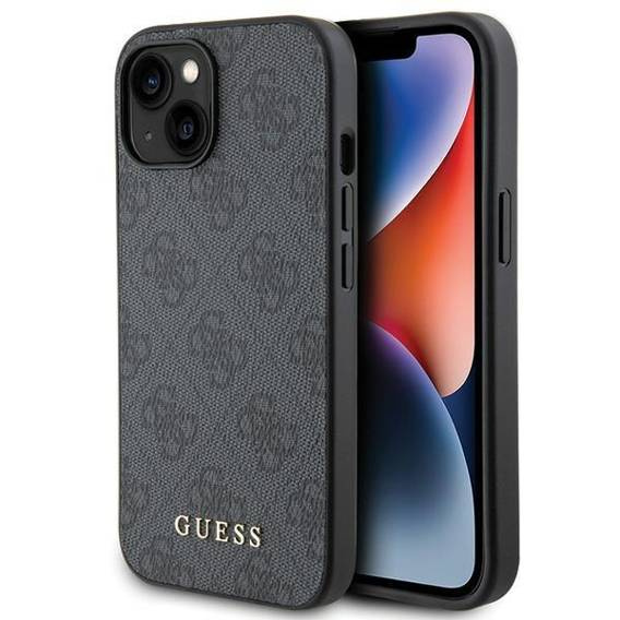 Oryginalne Etui APPLE IPHONE 15 Guess Hard Case 4G Metal Gold Logo (GUHCP15SG4GFGR) szare