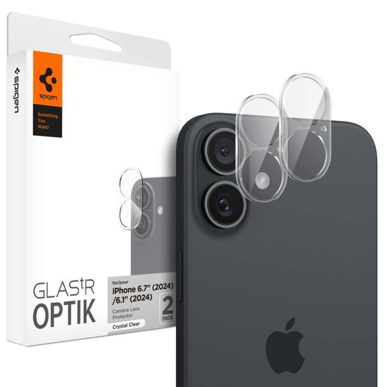 Tempered Glass for Camera IPHONE 16 / IPHONE 16 PLUS Spigen Optik Glas.tr Camera Protector 2-Pack Crystal Clear