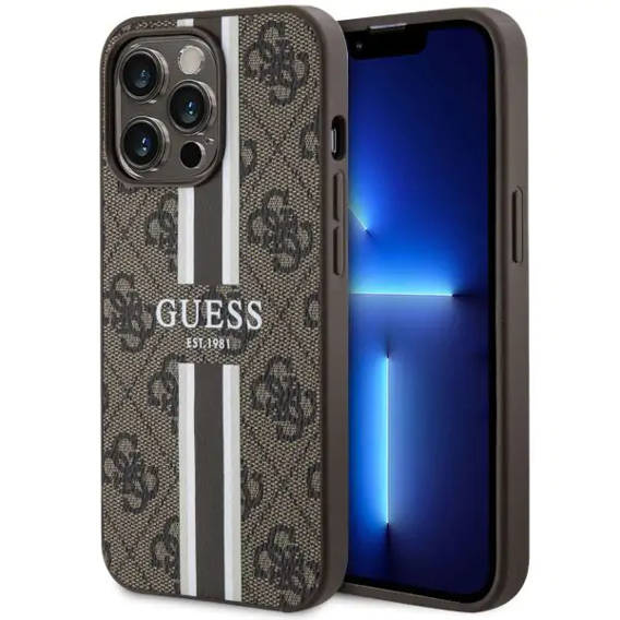 Original Case IPHONE 11 / XR Guess Hardcase 4G Printed Stripe MagSafe (GUHMN61P4RPSW) brown