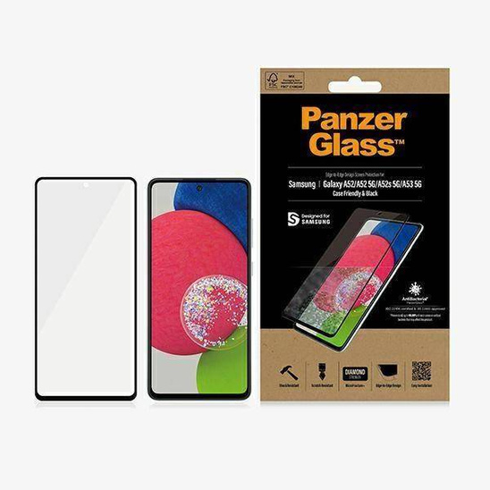 Tempered Glass 5D SAMSUNG GALAXY A52 / A52S / A53 5G PanzerGlass E2E Microfracture Case Friendly AntiBacterial black