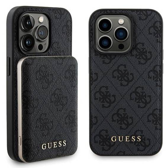 Original Case APPLE IPHONE 15 PRO MAX Guess Hardcase + Powerbank MagSafe 4G Metal Logo 5000mAh (GUBPM5P15X4GEMGK) black