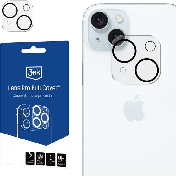 Tempered Glass for Camera APPLE IPHONE 15 / 15 PLUS 3MK Lens Protection Pro Full Cover