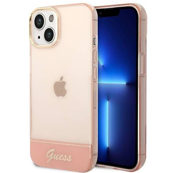 Original Case IPHONE 14 Guess Hardcase Translucent pink