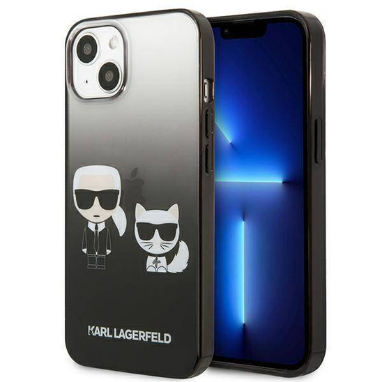 Oryginalne Etui IPHONE 13 MINI Karl Lagerfeld Hardcase Gradient Ikonik Karl & Choupette (KLHCP13STGKCK) czarne