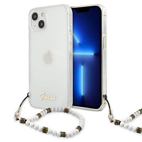 Original Case IPHONE 13 MINI Guess Hardcase White Pearl (GUHCP13SKPSWH) transparent