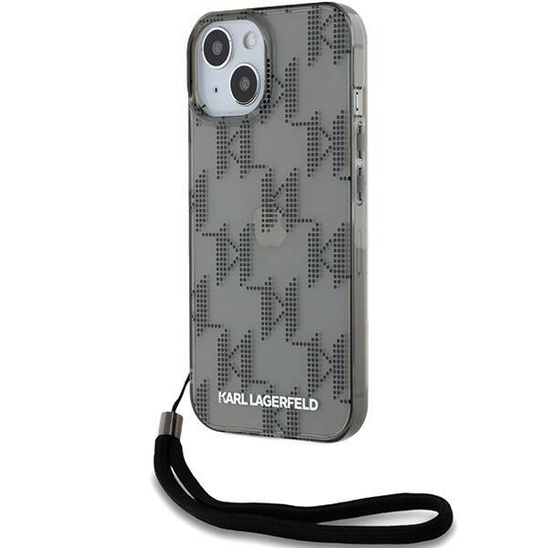 Oryginalne Etui IPHONE 13 / 14 / 15 Karl Lagerfeld Hardcase IML Mono KL Pattern & Cord (KLHCP15SHKDPNSK) czarne