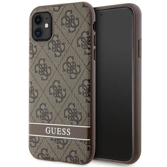 Oryginalne Etui IPHONE 11 / XR Guess Hardcase 4G Stripe (GUHCN61P4SNW) brązowe