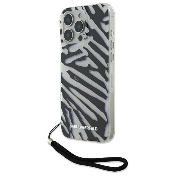 Original Case IPHONE 16 PRO MAX Karl Lagerfeld Hardcase IML Zebra Pattern & Cord (KLHCP16XHZBPKCCK) black