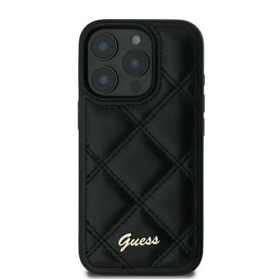 Case IPHONE 16 Guess Hardcase Quiled Metal Logo (GUHCP16SPSQSQSK) black