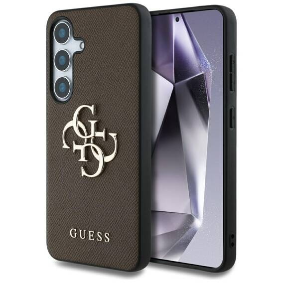 Etui SAMSUNG GALAXY S25 Guess Grained Big 4G Logo Small Classic Logo brązowe