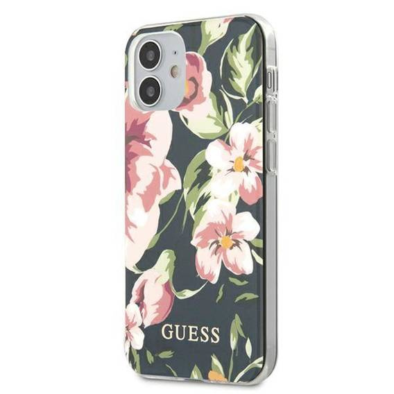 Original Case IPHONE 12 MINI Guess N°3 Flower Collection (GUHCP12SIMLFL03) navy blue