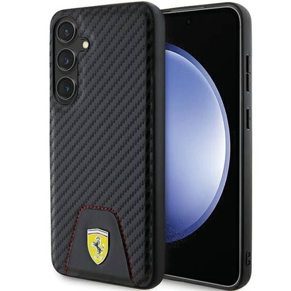 Original Case SAMSUNG GALAXY S24+ Ferrari Hardcase Carbon Stitched Bottom (FEHCS24MN3PUK) black