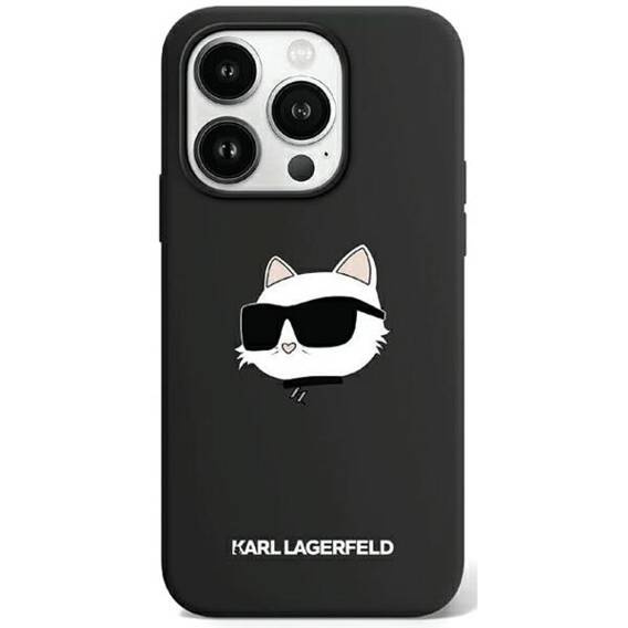 Original Case APPLE IPHONE 15 PRO MAX Karl Lagerfeld Hardcase Silicone Choupette Head (KLHMP15XSCHPPLK)