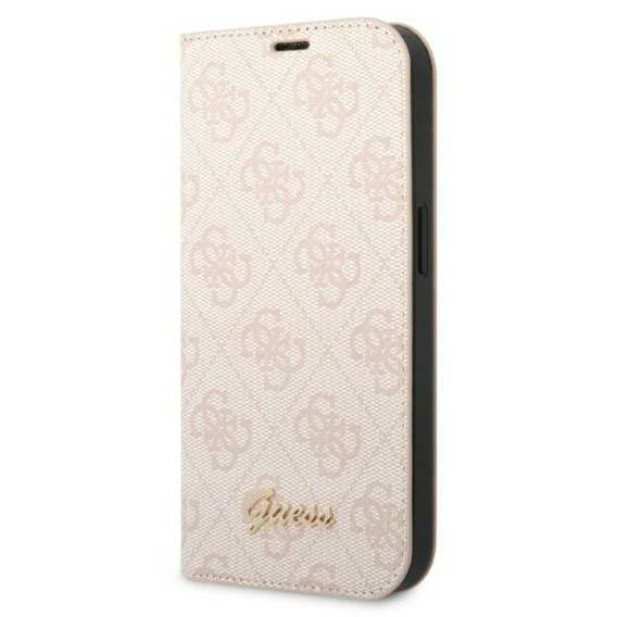 Original Case IPHONE 14 PRO Guess Book 4G Vintage Gold Logo (GUBKP14LHG4SHP) pink