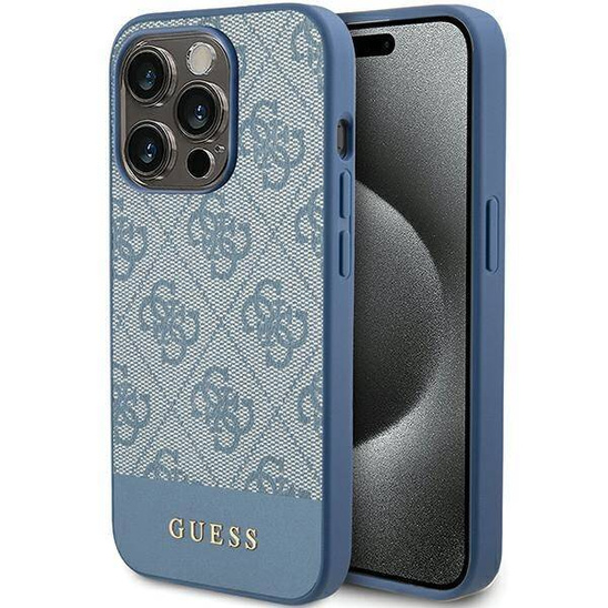 Original Case APPLE IPHONE 15 PRO Guess Hardcase 4G Stripe Collection (GUHCP15LG4GLBL) blue