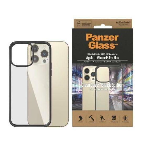 Case IPHONE 14 PRO MAX PanzerGlass ClearCase Antibacterial (0408) black