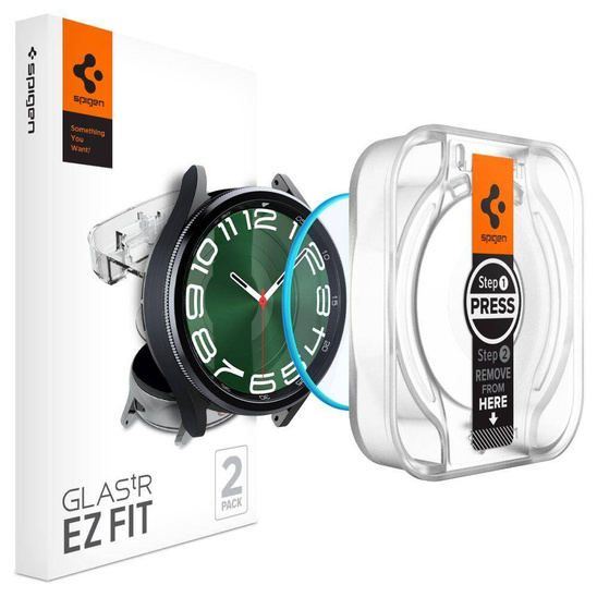 Tempered Glass SAMSUNG GALAXY WATCH 6 CLASSIC (47MM) Spigen GLAS.TR ”EZ-FIT” 2-PACK Clear