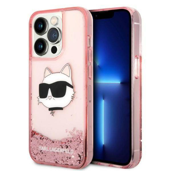 Original Case IPHONE 14 PRO MAX Karl Lagerfeld Hardcase Glitter Choupette Patch (KLHCP14XLNCHCP) pink