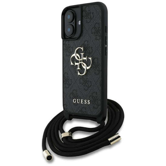 Original Case IPHONE 16 PLUS Guess 4G Big Logo Cord Stap Crossbody black