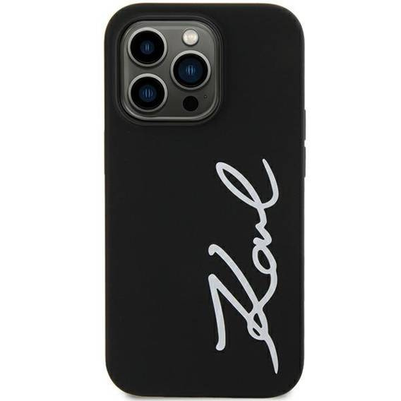 Original Case IPHONE 11 Karl Lagerfeld Hardcase Silicone Signature (KLHCN61SKSVGK) black