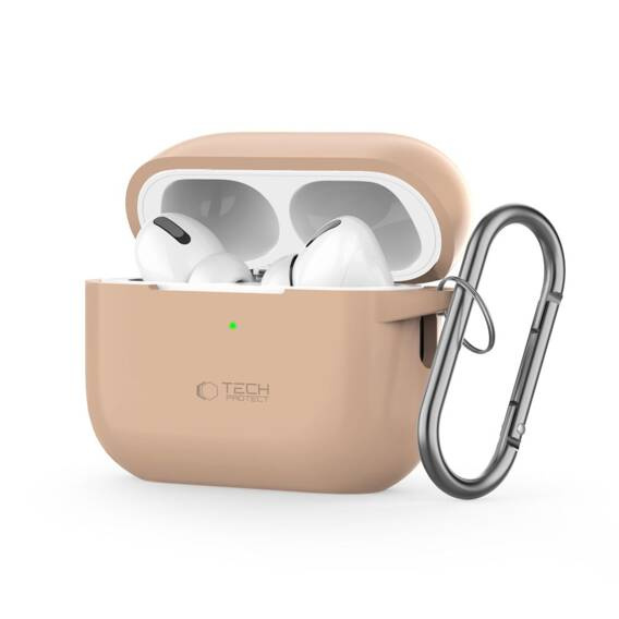 Etui do APPLE AIRPODS PRO 1 / 2 Tech-Protect Silicone Hook Cafe Latte kremowe