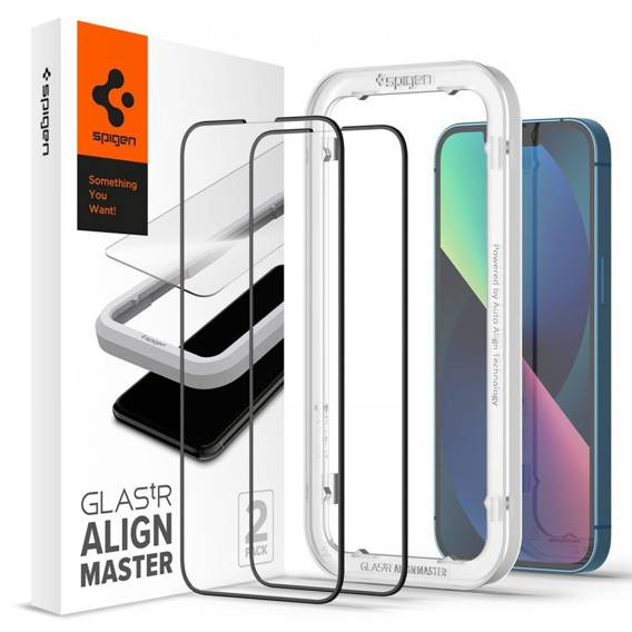 Tempered Glass IPHONE 13 / 13 PRO Spigen ALM Glass FC 2-pack black