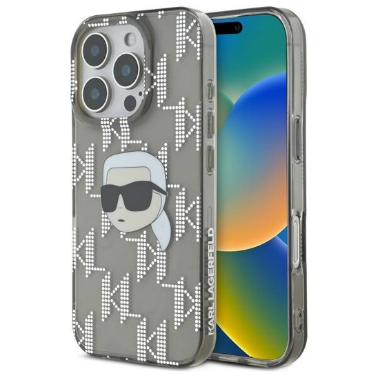 Original Case IPHONE 16 PRO Karl Lagerfeld Hardcase IML Karl Head Electroplated (KLHCP16LHKLPKHK) black