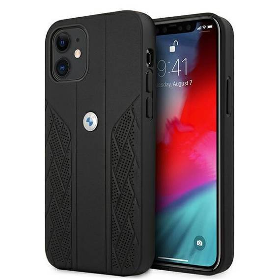 Original Case IPHONE 12 MINI BMW Hardcase Leather Curve Perforate (BMHCP12SRSPPK) black