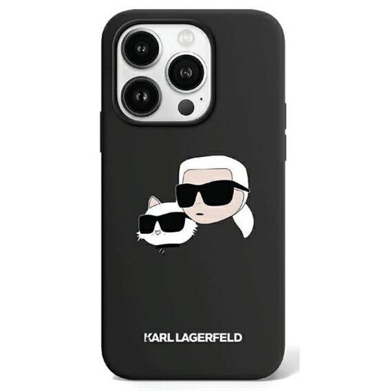 Oryginalne Etui IPHONE 13 / 14 / 15 Karl Lagerfeld Hardcase Silicone Karl & Choupette Magsafe (KLHMP15SSKCHPPLK) czarne