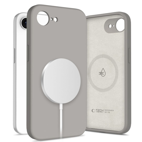 Case IPHONE 16E Tech-Protect Liquid Silicone MagSafe Stone Grey