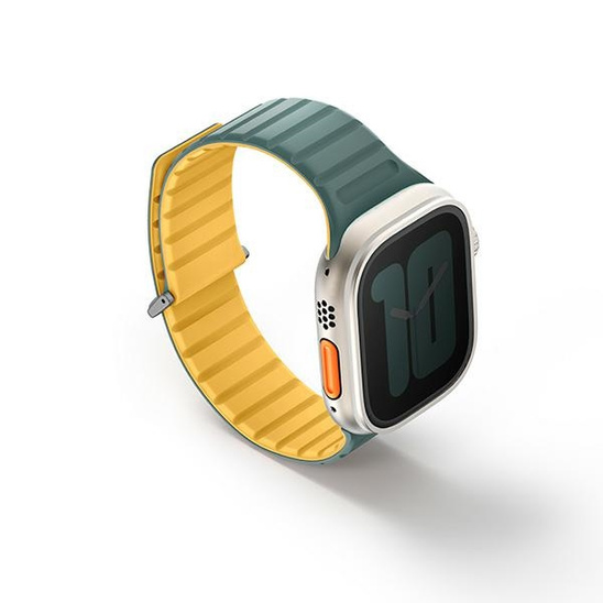 Pasek do APPLE WATCH 1 / 2 / 3 / 4 / 5 / 6 / 7 / 8 / 9 / SE / SE 2 / ULTRA 1 / ULTRA 2 (42 / 44 / 45 / 49 MM) UNIQ Revix Evo Reversible Magnetic zielono-żółte