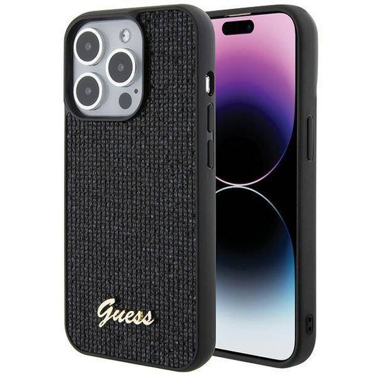 Oryginalne Etui APPLE IPHONE 15 PRO Guess Hardcase Disco Metal Script (GUHCP15LPMSDGSK) czarne