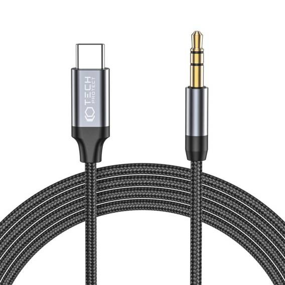 Kabel 1m USB-C - AUX mini jack 3,5mm Tech-Protect Ultraboost czarny