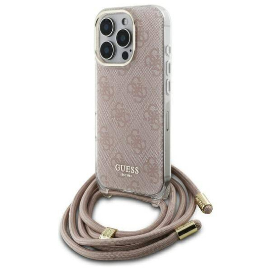 Original Case IPHONE 16 PRO MAX Guess Hardcase Crossbody Cord 4G Print (GUHCP16XHC4SEP) pink