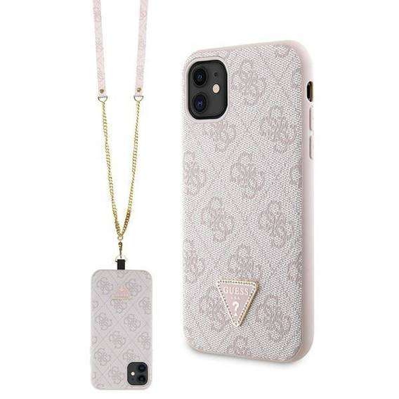 Original Case IPHONE 11 / XR Guess Hardcase Crossbody 4G Metal Logo (GUHCN61P4TDSCPP) pink