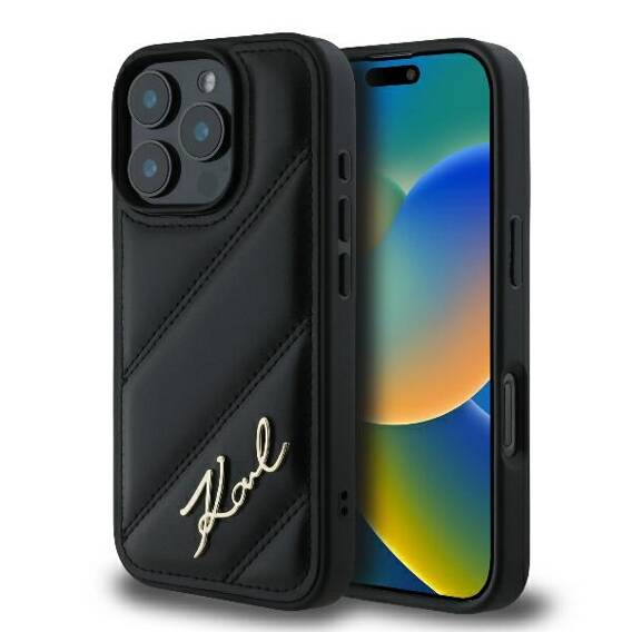 Original Case IPHONE 16 PRO MAX Karl Lagerfeld Hardcase Quilted Signature (KLHCP16XPQDSMGK) black