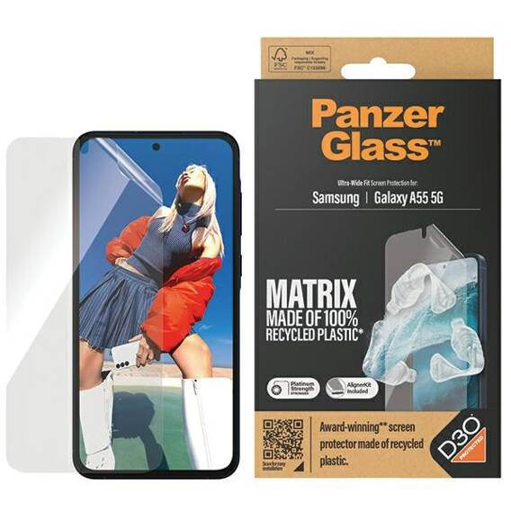 Protective Film SAMSUNG GALAXY A55 5G PanzerGlass Matrix Ultra-Wide Fit Screen Protection with Easy Aligner (7362)