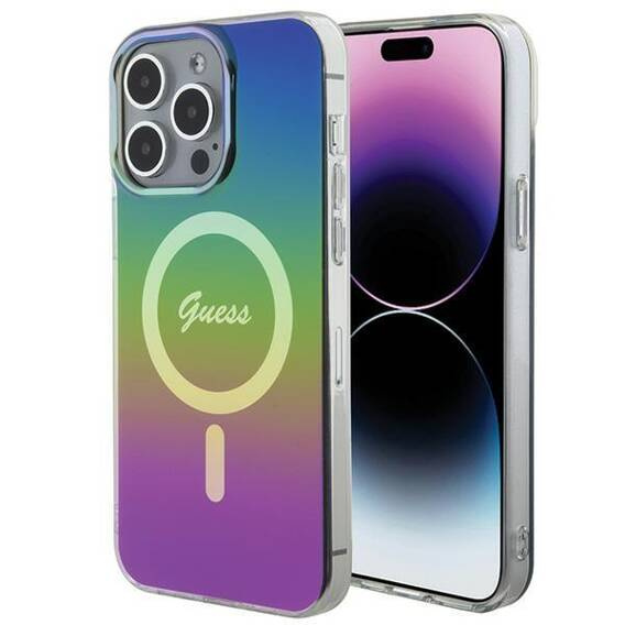 Oryginalne Etui APPLE IPHONE 15 PRO MAX Guess Hardcase IML Iridescent MagSafe (GUHMP15XHITSK) wielokolorowe